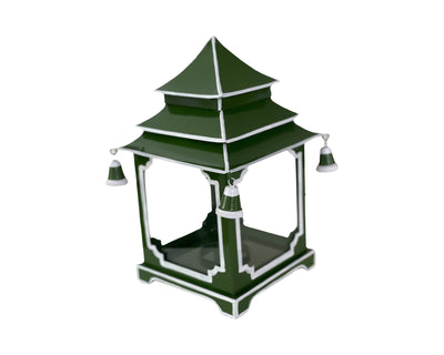 LARGE 31cm Pagoda - Forest Green with White Trim