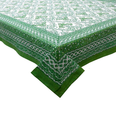 Block Printed Tablecloth 'Rani - Green'