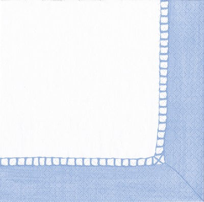 Caspari Paper Napkins - Linen Border - French Blue - Luncheon Size 20 Pack