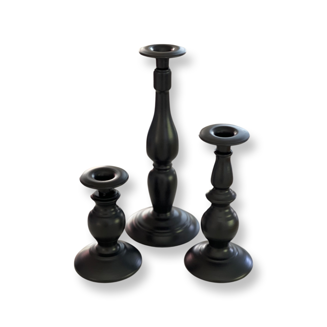 Set of 3 Candle Holders Classic Black CLEARANCE Hutch Table Accessories