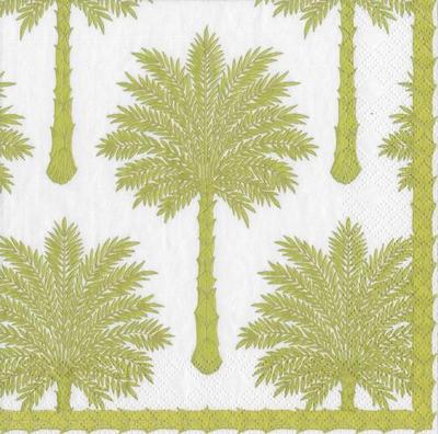 Caspari Paper Napkins - Grand Palms, Green - Luncheon Size 20 per pack