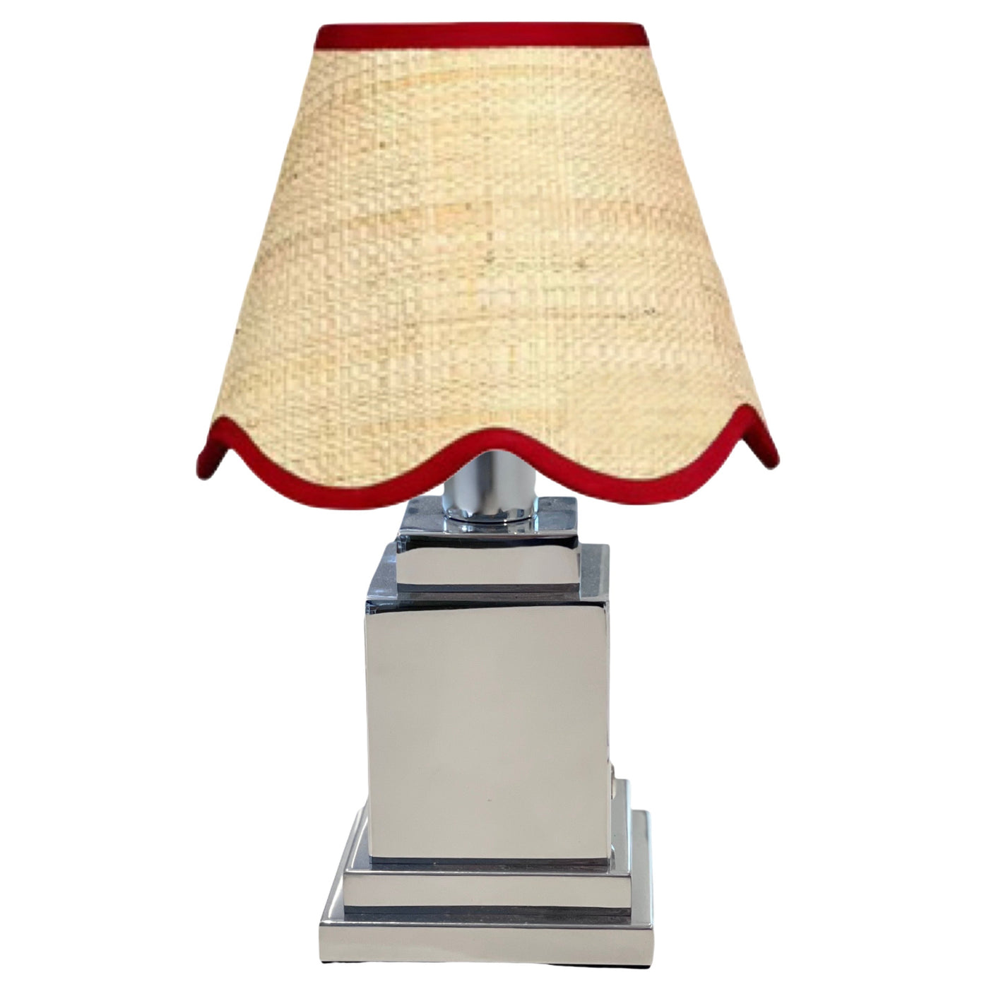 'Stanley' Cordless Lamp Base with 'Regent' Seagrass Shade with red trim * PURCHASE 2 OR MORE AND SAVE 10% *