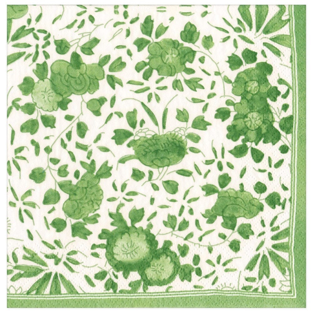 Caspari Paper Napkins - The Met Delft Green - Luncheon or Cocktail Size 20 Pack