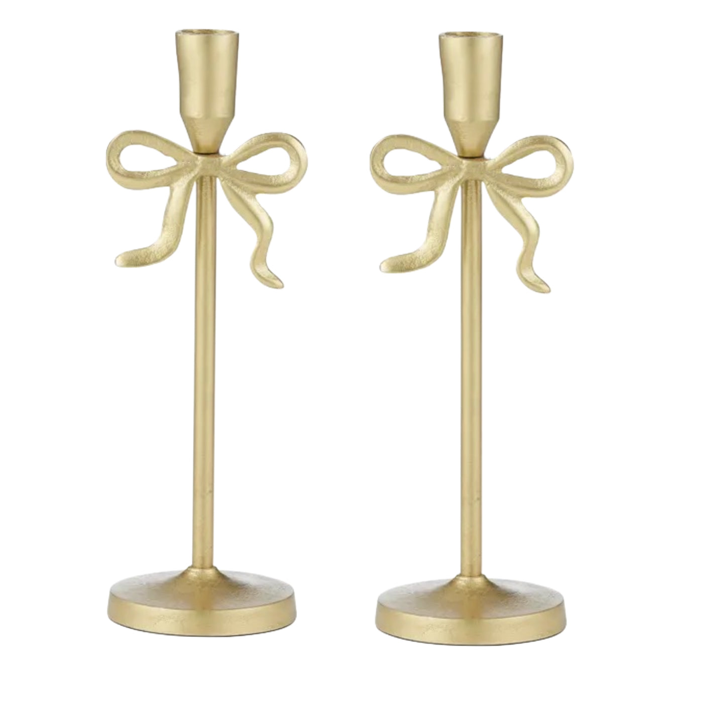 Set of 2 - Golden Bow Candle Holders