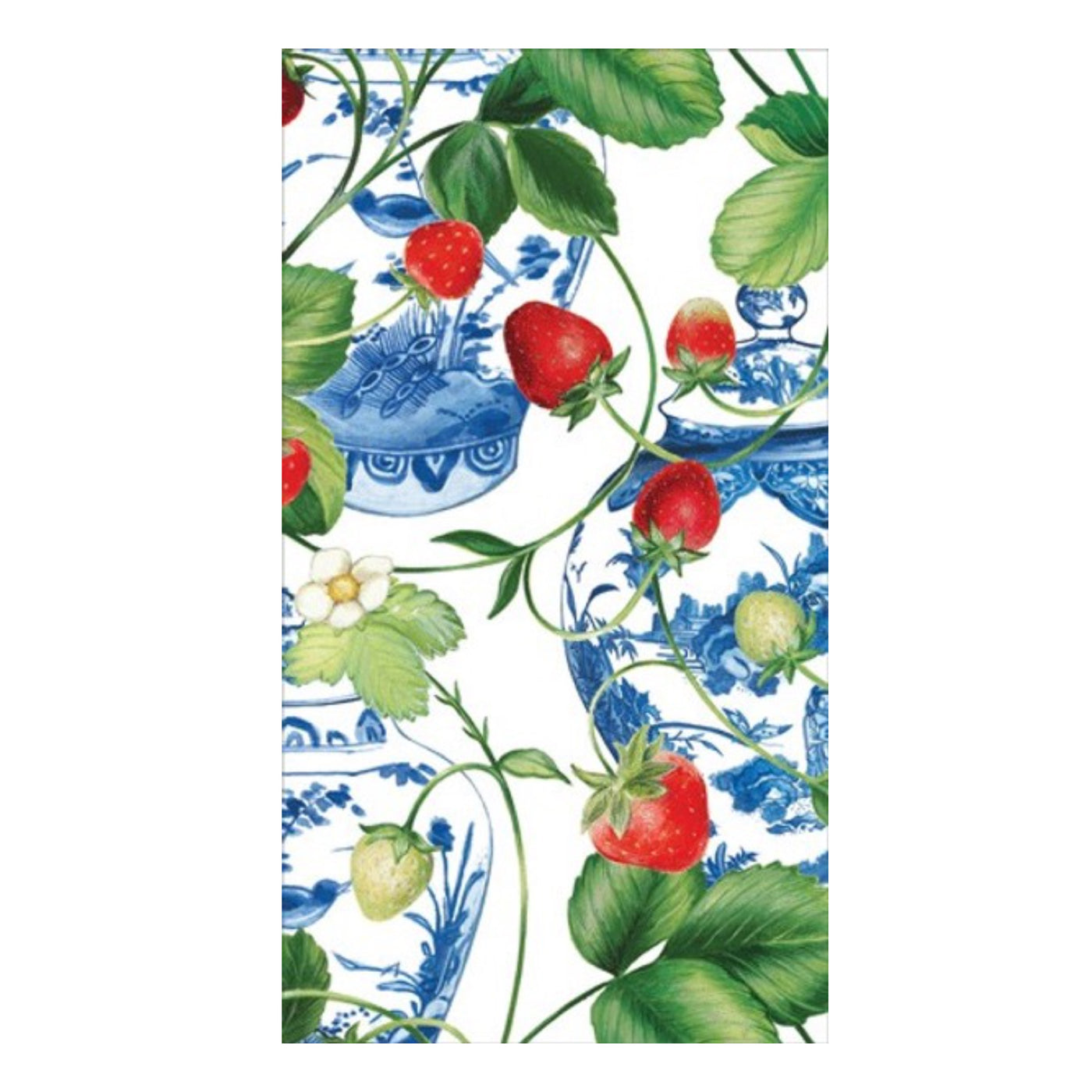 Caspari PREMIUM Guest Napkins - Strawberries & Cream - Pack of 15 *DUE MAY 16*