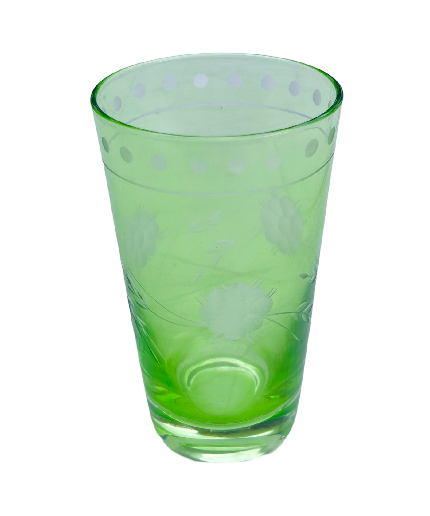 Set of 2 'Petra' Etched Glass Tumblers - Soft Green