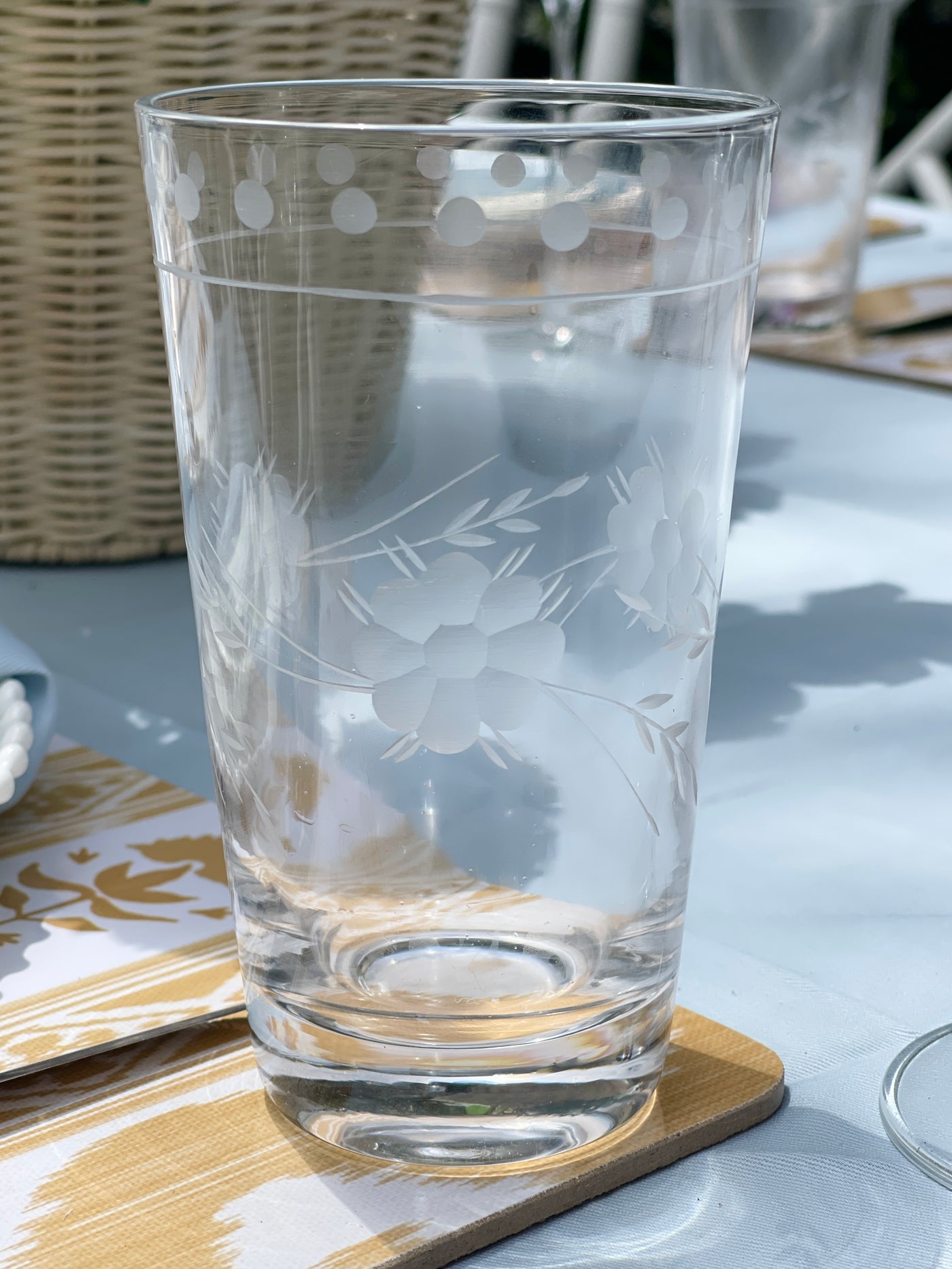 Set of 2 'Petra' Etched Glass Tumblers - Clear