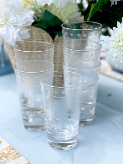 Set of 2 'Petra' Etched Glass Tumblers - Clear