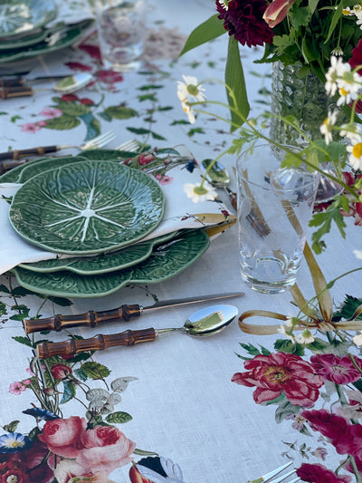 100% Pure Linen Tablecloth - 'TEA ROSE'