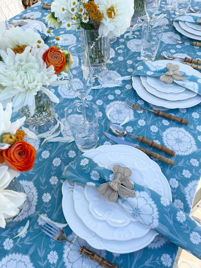 100% Pure Linen Tablecloth - 'AURORA' Blue