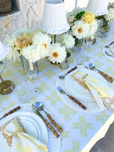 100% Pure Linen Tablecloth - 'STARLIGHT' Butter