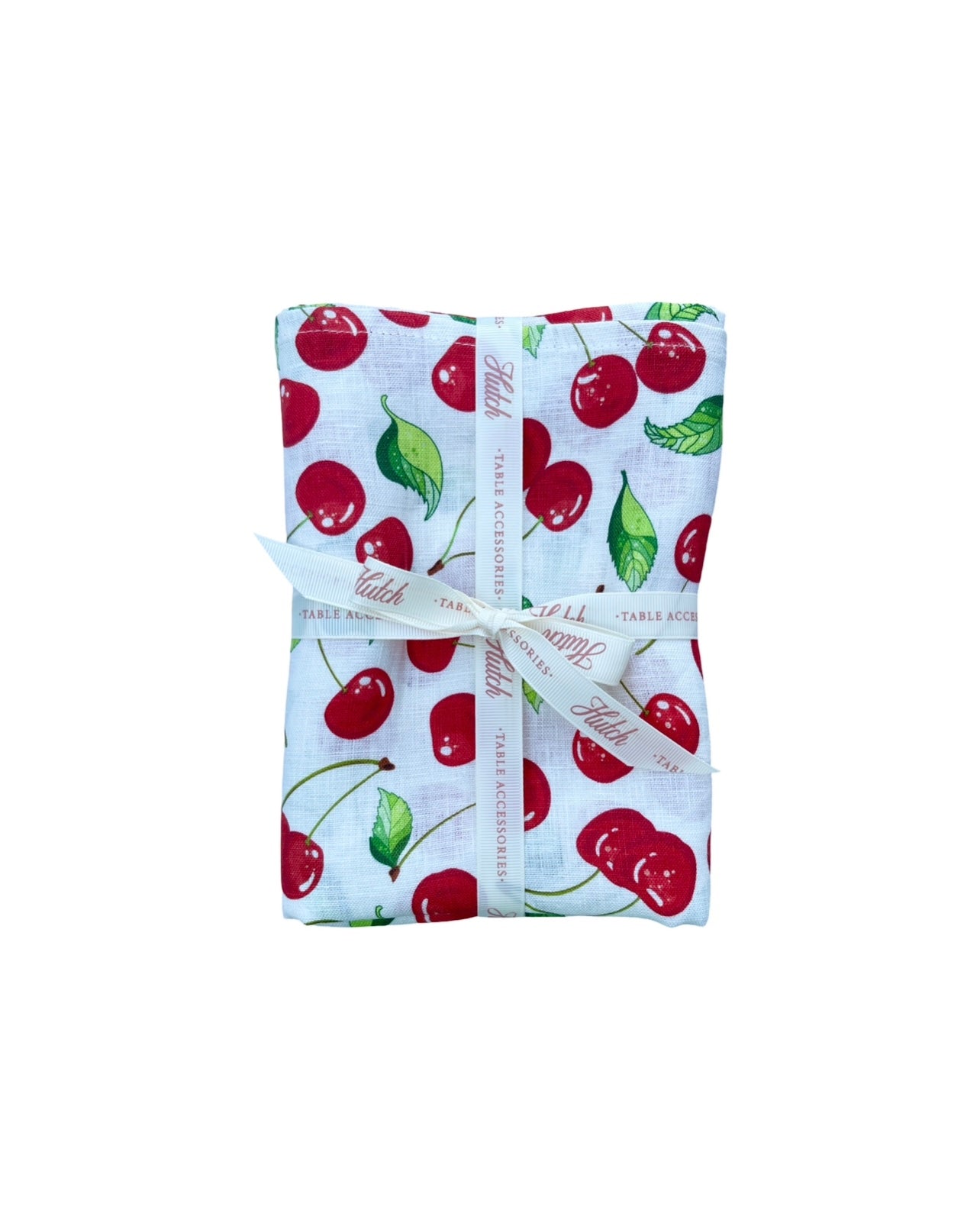 FINAL SALE Set of 4 - 100% Pure Linen Napkins - 'CHERRY CHERRY'