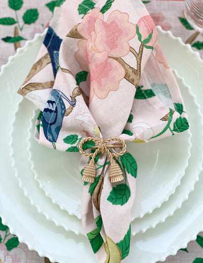 Gold Bow with Tassels Napkin Ring