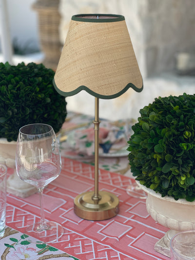 'Regent' Lamp Shade - Seagrass with Green Scalloped Trim
