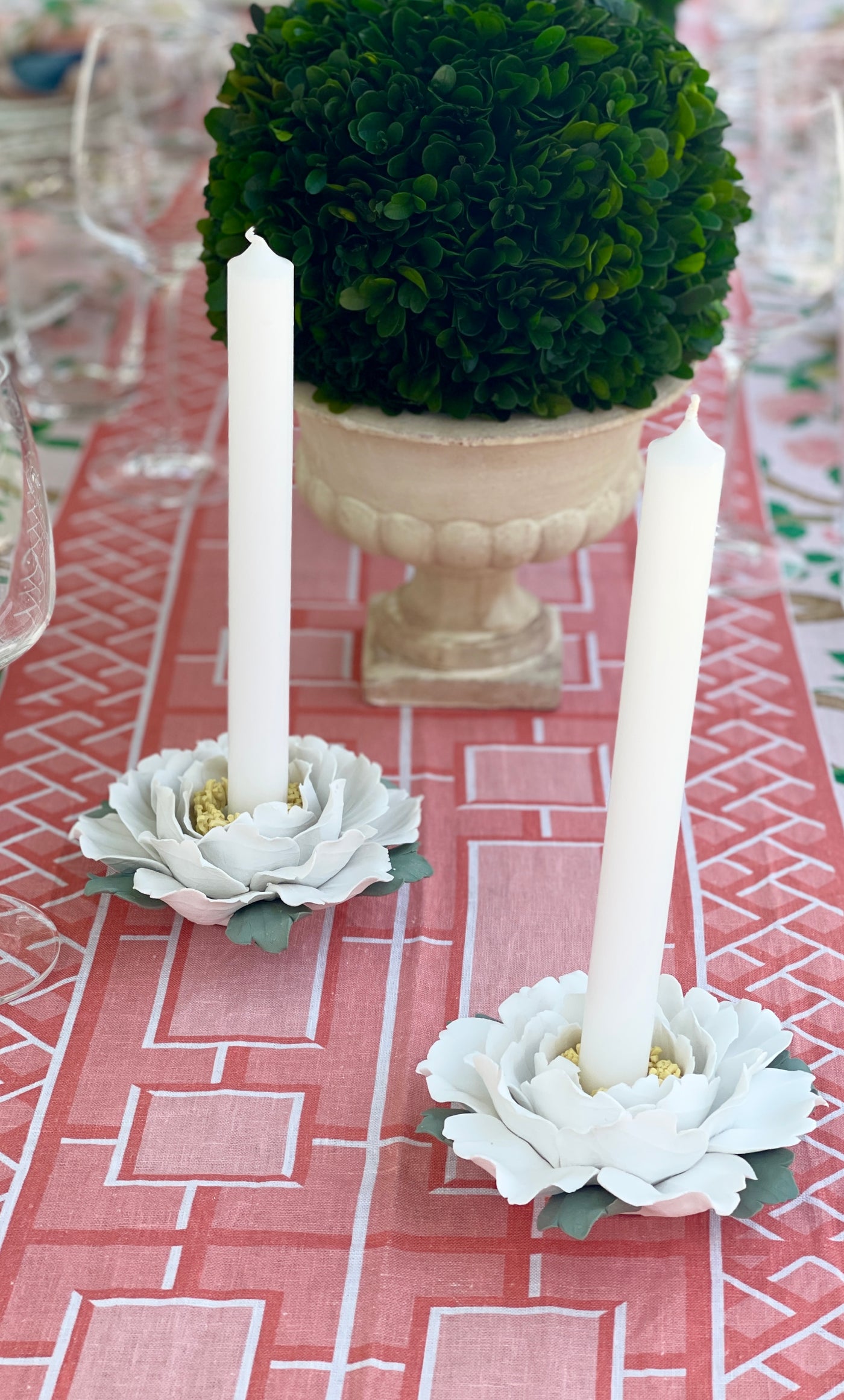 Set of 2 - 'Petales' Handmade Ceramic Candle Holders