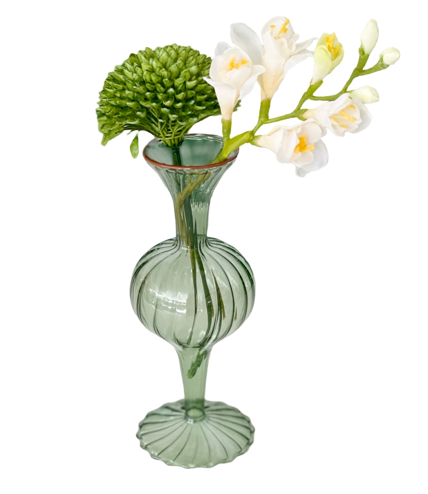 'Flora' Green with Amber Trim Glass