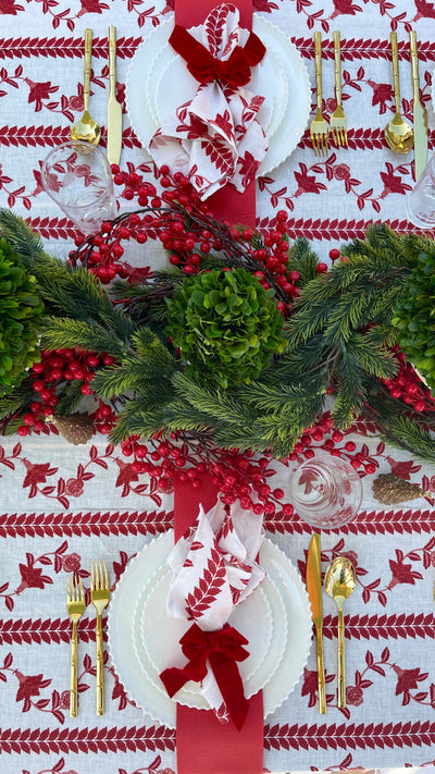 100% Pure Linen Tablecloth - 'BONNIE' Red