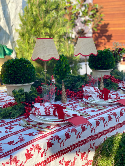 100% Pure Linen Tablecloth - 'BONNIE' Red