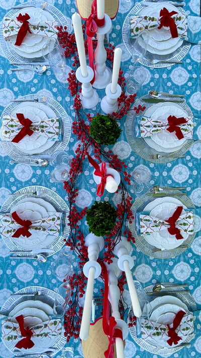 100% Pure Linen Tablecloth - 'AURORA' Blue
