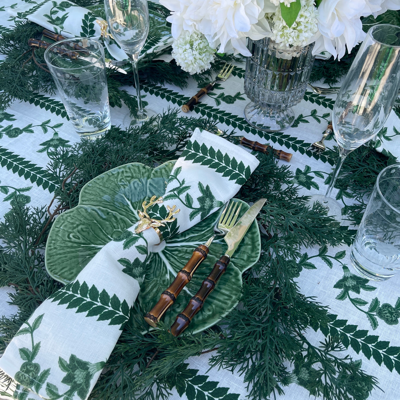 100% Pure Linen Tablecloth - 'BONNIE' Green