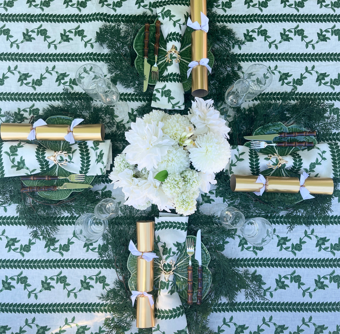 100% Pure Linen Tablecloth - 'BONNIE' Green