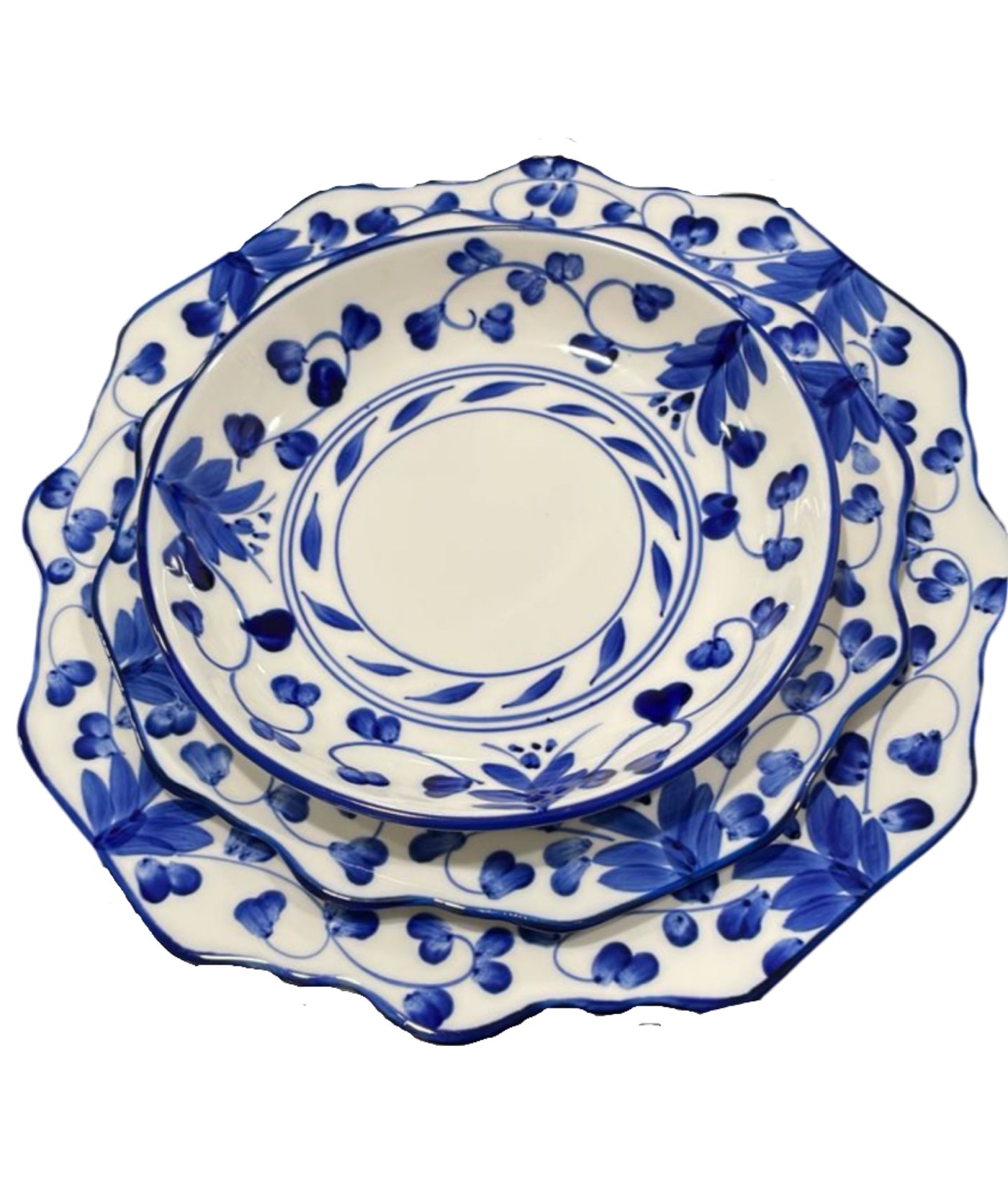 12pc (4 Person) 'Lily' Dinner Set - Blue