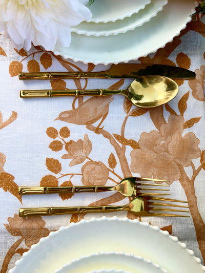 100% Pure Linen Tablecloth - 'MARGAUX' Gold