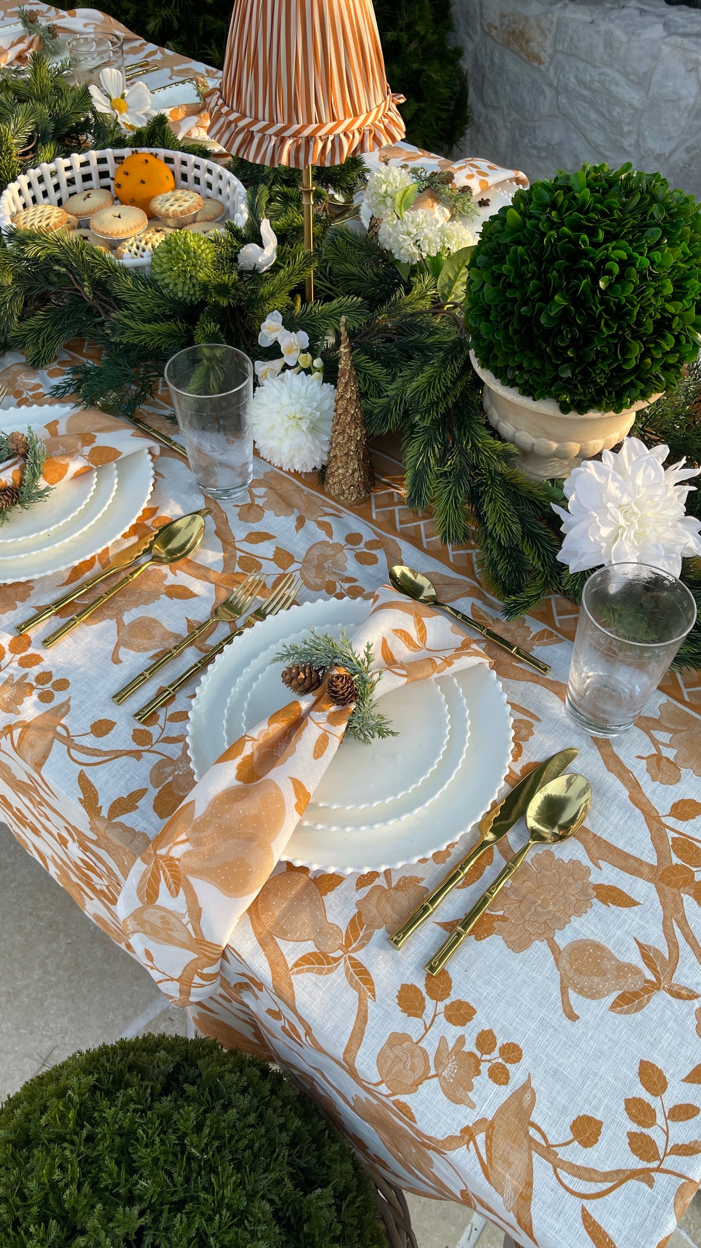 100% Pure Linen Tablecloth - 'MARGAUX' Gold