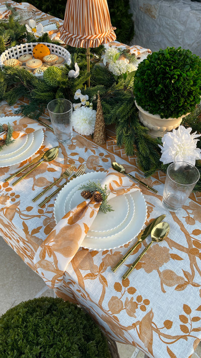 100% Pure Linen Tablecloth - 'MARGAUX' Gold