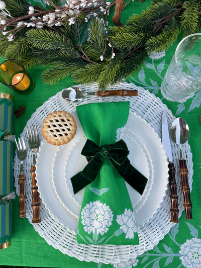 Green Velvet Bow Napkin Ring