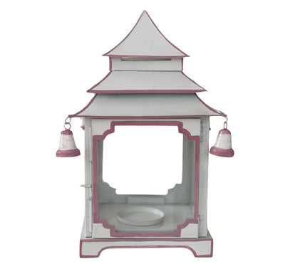 LARGE 31cm Pagoda - White with Pink Trim