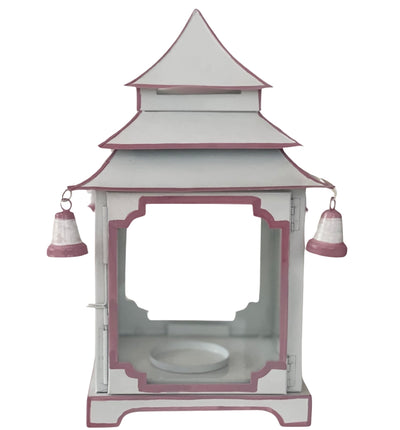 LARGE 31cm Pagoda - White with Pink Trim