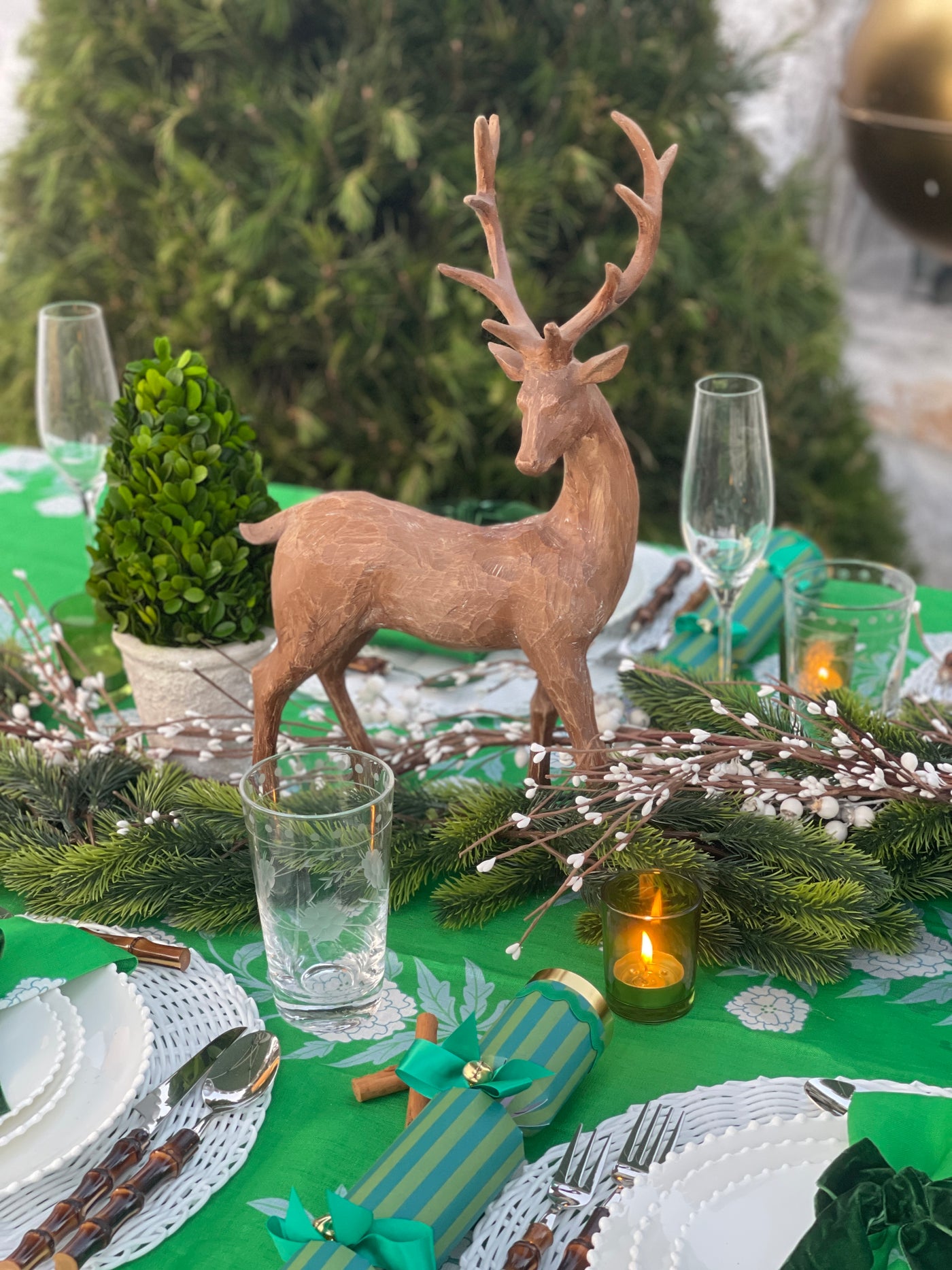 Tealight Candle Holder - Clear Forest Green