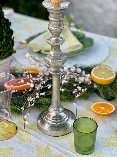 2 pc Set - Silver Metal Candle Holders 35cm