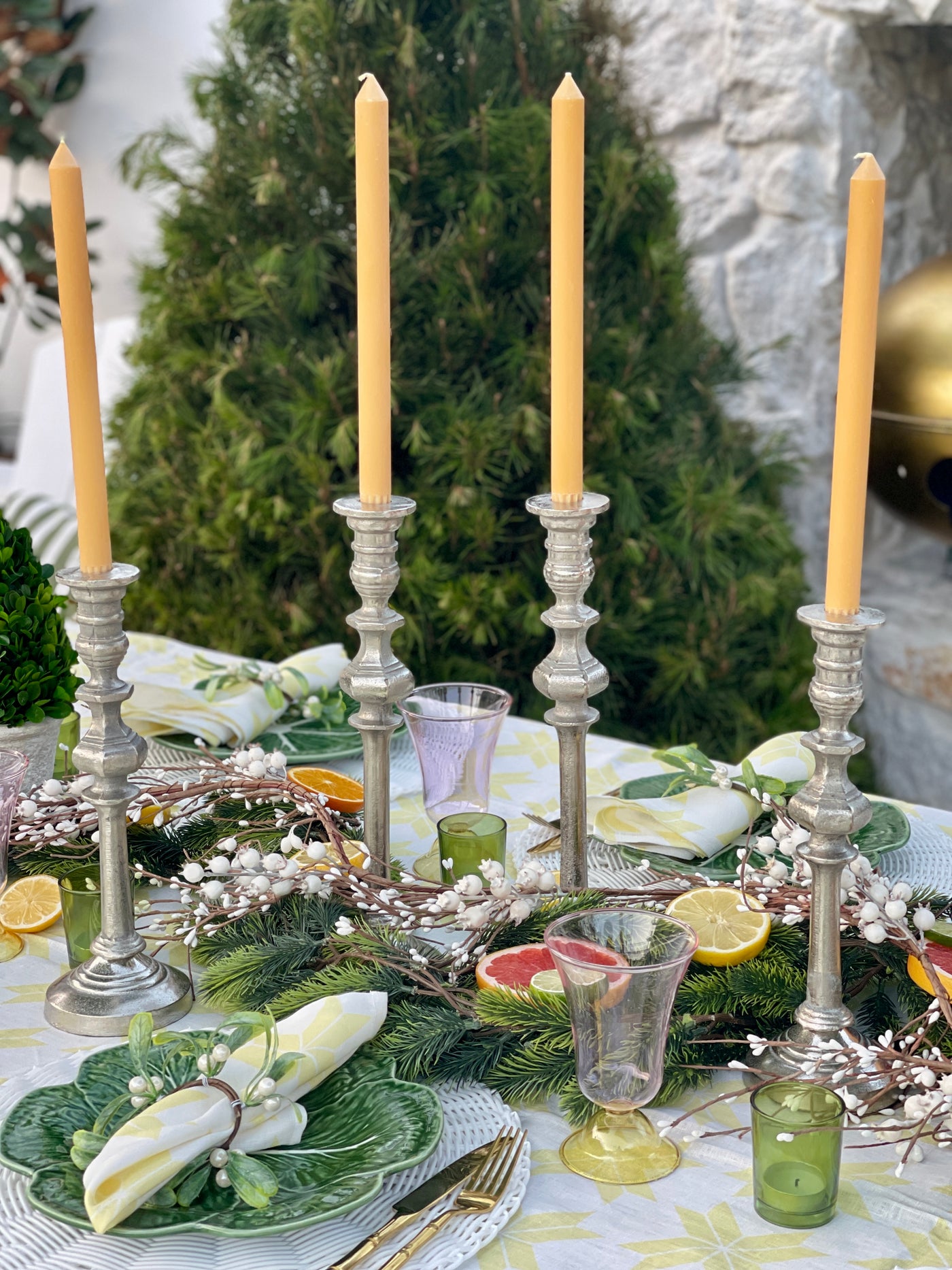 4 pc Set - Silver Metal Candle Holders