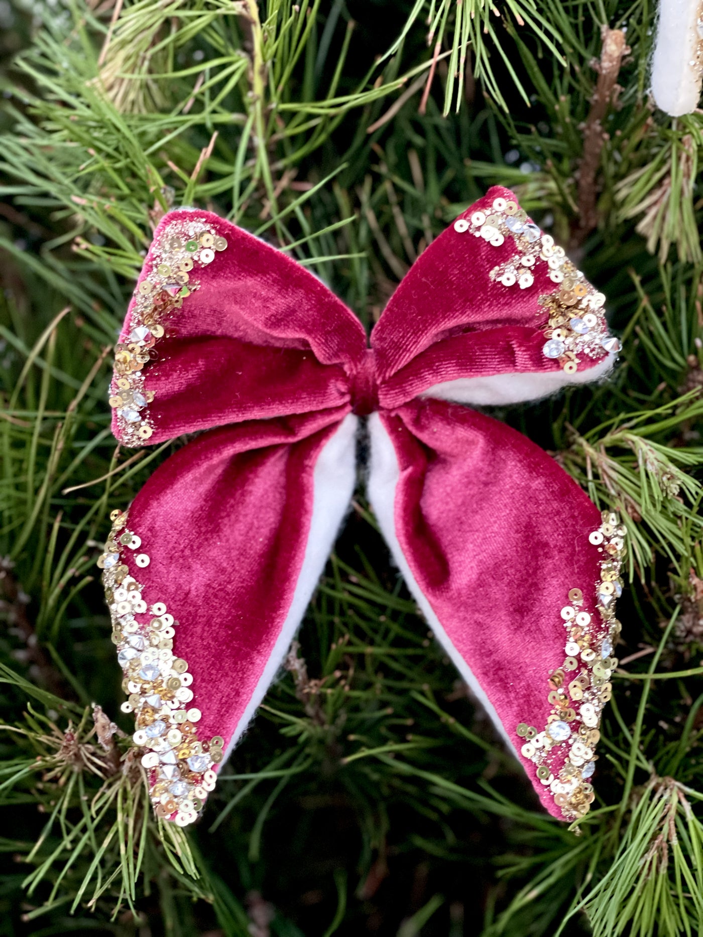 Embellished Red Velvet Bow With Clip