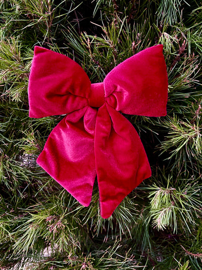 'Puffy' Velvet Bow - Red