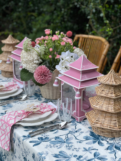 LARGE 31cm Pagoda - Pink with White Trim