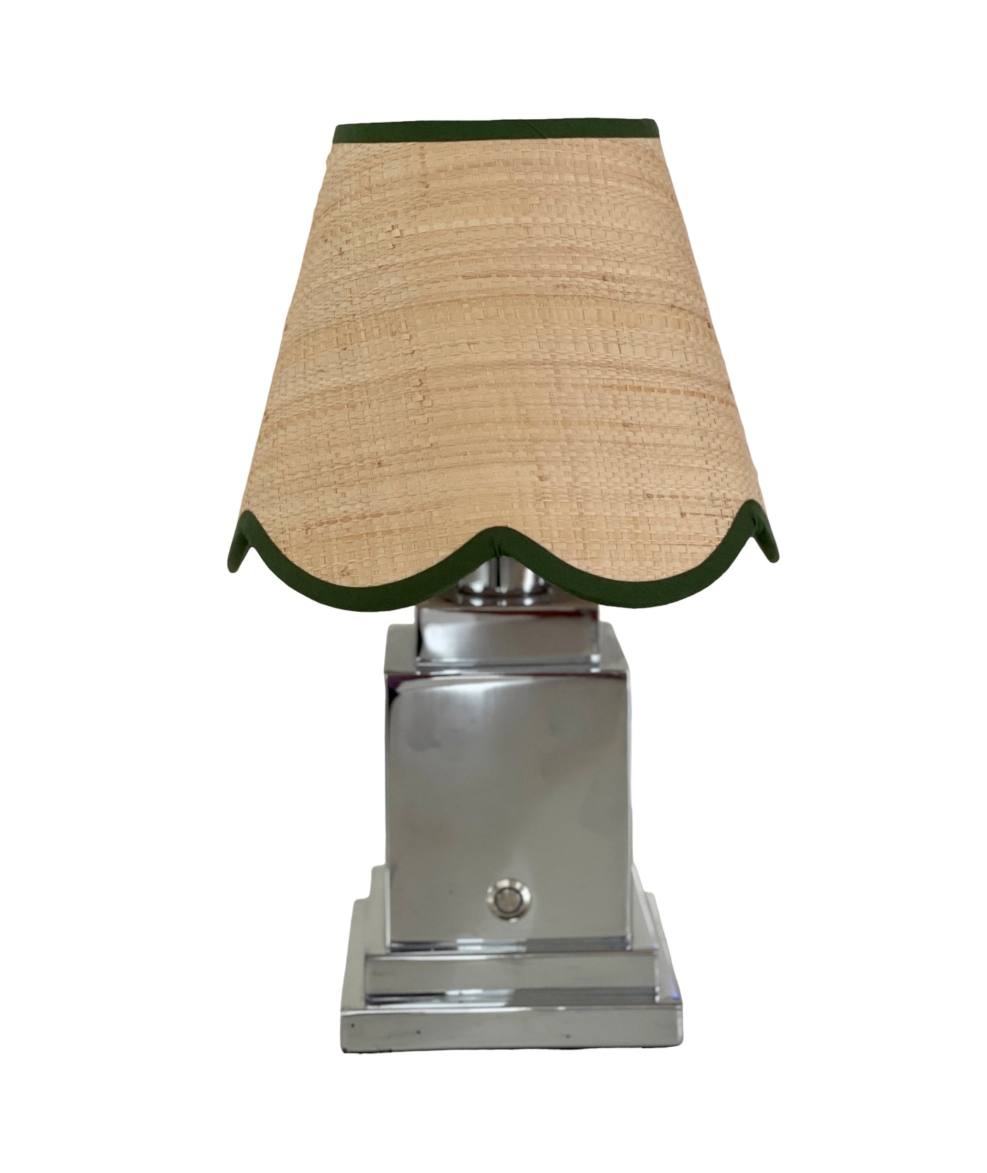 'Stanley' Cordless Lamp Base with 'Regent' Seagrass Shade with green scallop trim * PURCHASE 2 OR MORE AND SAVE 10% *