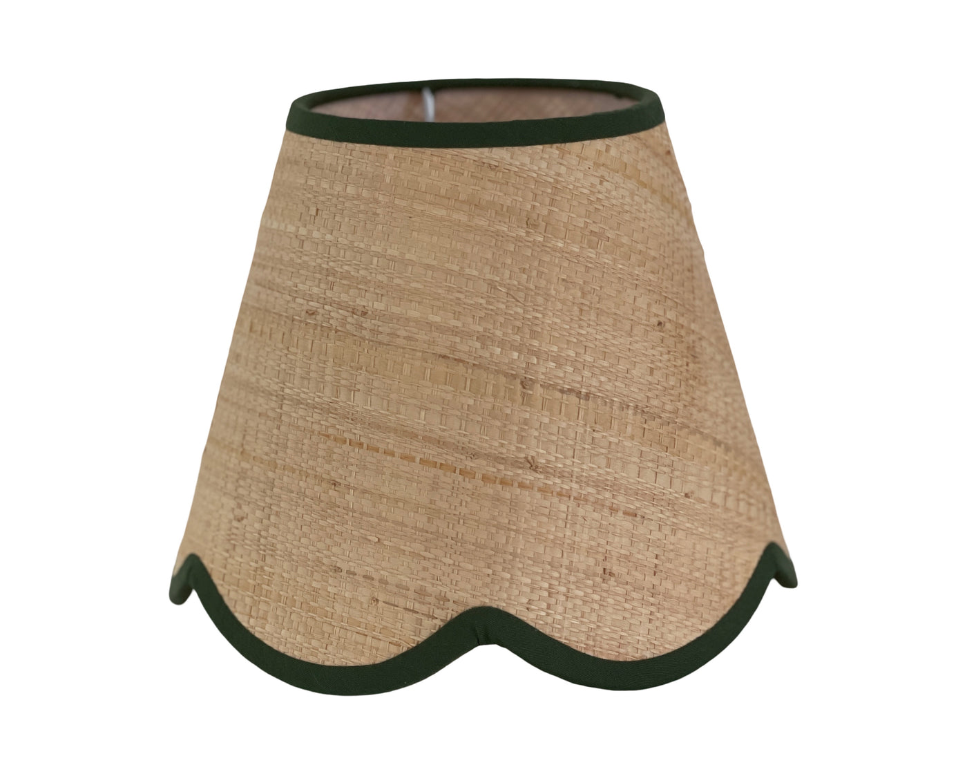 'Regent' Lamp Shade - Seagrass with Green Scalloped Trim