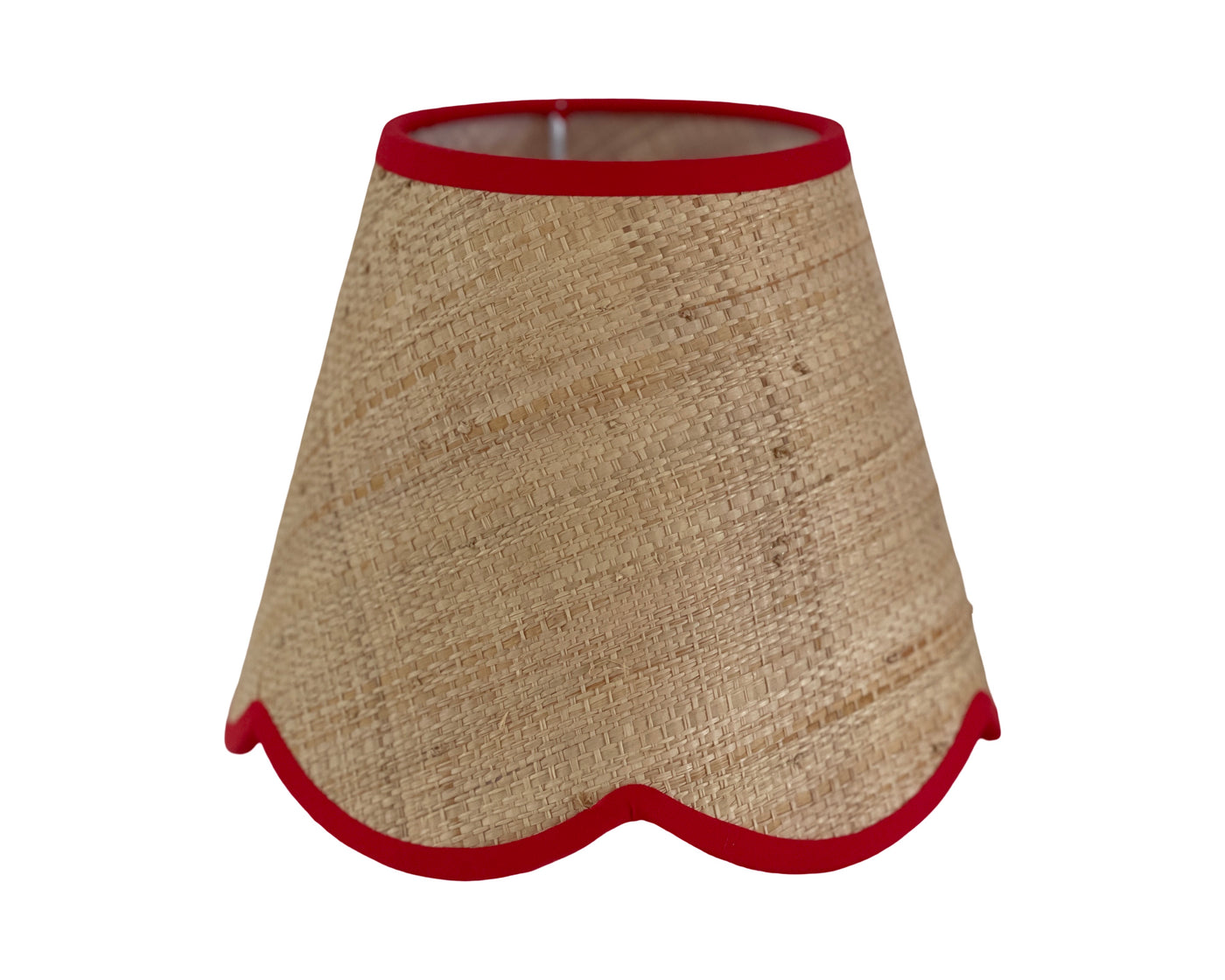 'Regent' Lamp Shade - Seagrass with Red Scalloped Trim
