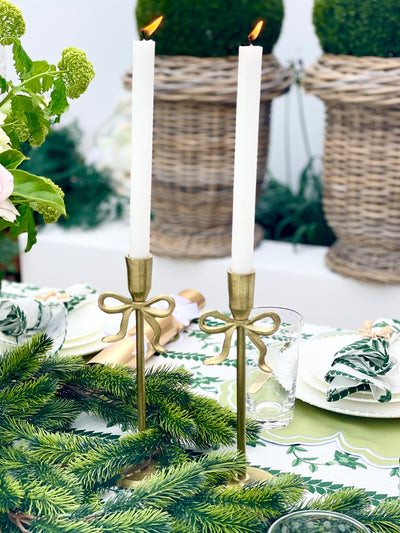 Set of 2 - Golden Bow Candle Holders