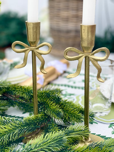 Set of 2 - Golden Bow Candle Holders