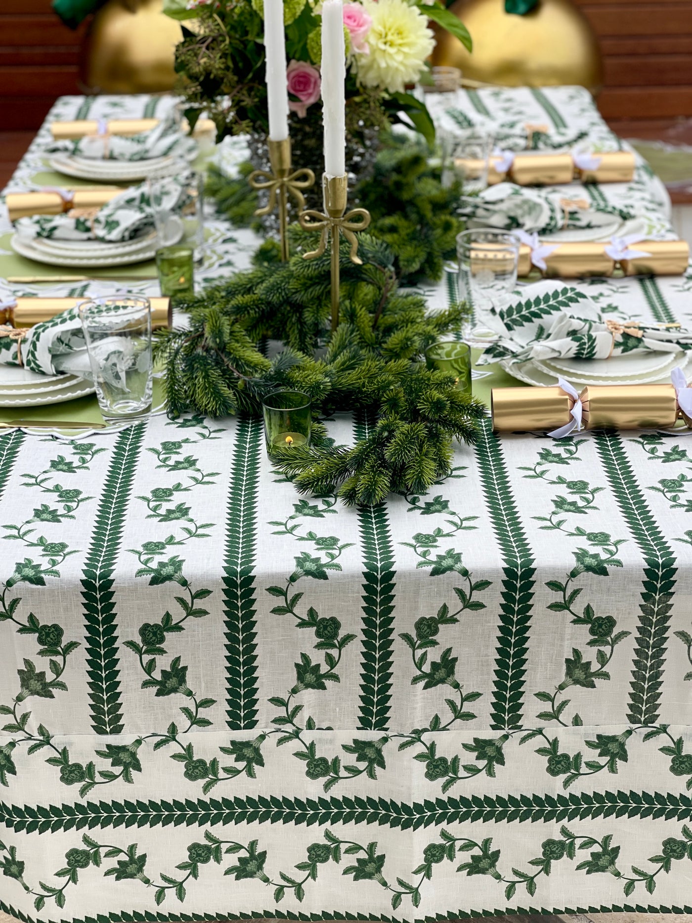 100% Pure Linen Tablecloth - 'BONNIE' Green