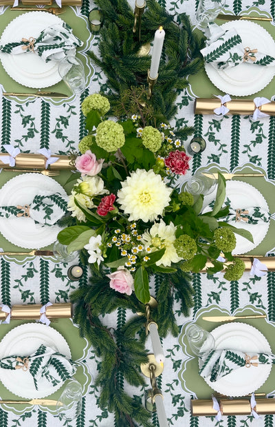 100% Pure Linen Tablecloth - 'BONNIE' Green