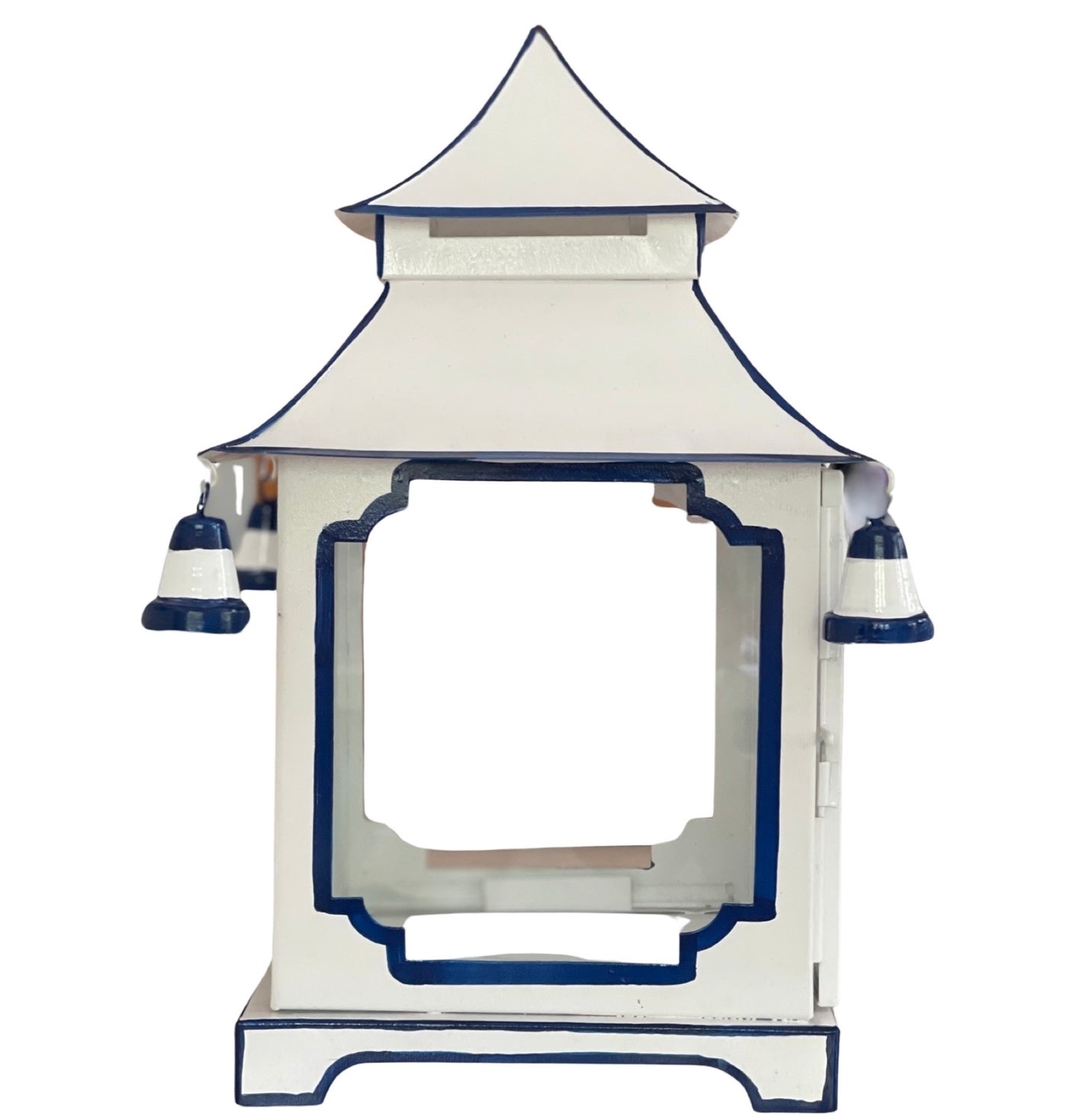 LARGE 31cm Pagoda - White with Blue Trim