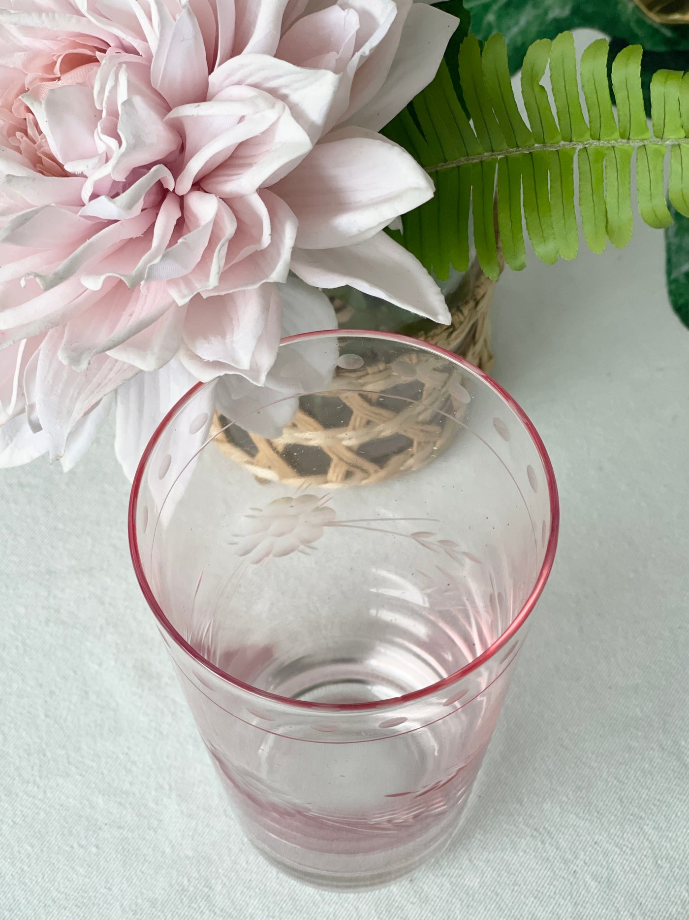 Set of 2 'Petra' Etched Glass Tumblers - Soft Pink