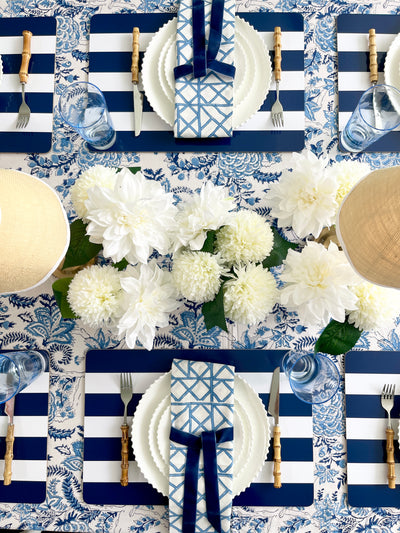 Block Printed Tablecloth 'Blue Palace'