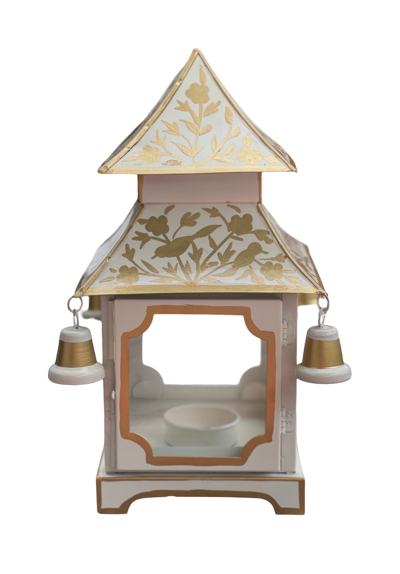 * JUST RE-STOCKED * Chinoiserie Pagoda Candle Holder - Gold/Cream