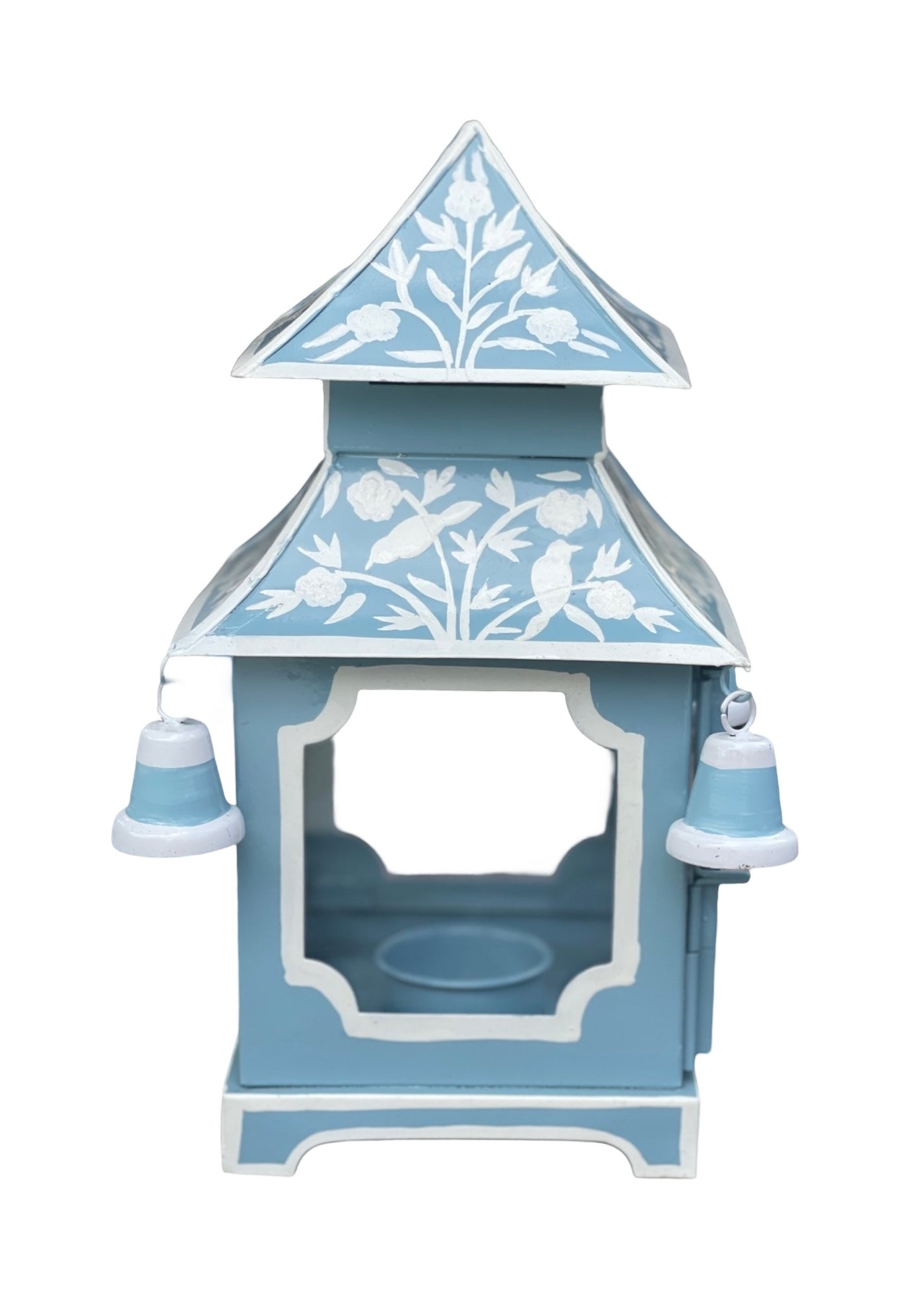 Chinoiserie Pagoda Candle Holder - Duck Egg Blue